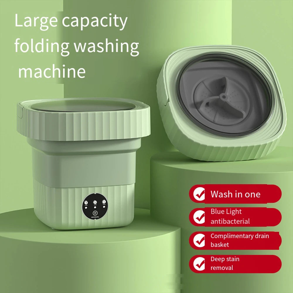 Tidesmit 11L portable ultrasonic folding washing machine with spin dryer bucket for travel laundry and underwear