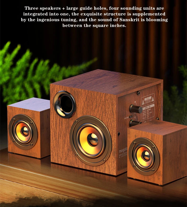 Portable Bluetooth Speaker - Wooden Desktop Audio with Deep Bass Tidesmit