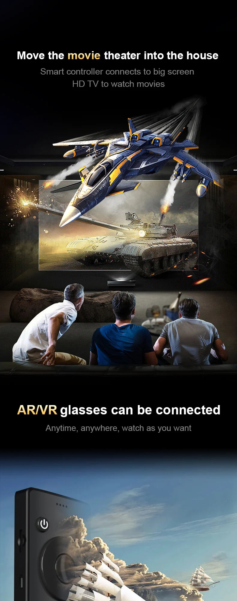 AR VR Smart Glasses | 200 Inch HD Cinema Display | Tidesmit Tidesmit