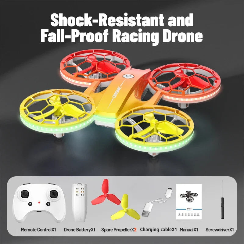 Mini RC Drone for Kids - UFO LED Beginner Drone with Obstacle Avoidance Red Tidesmit