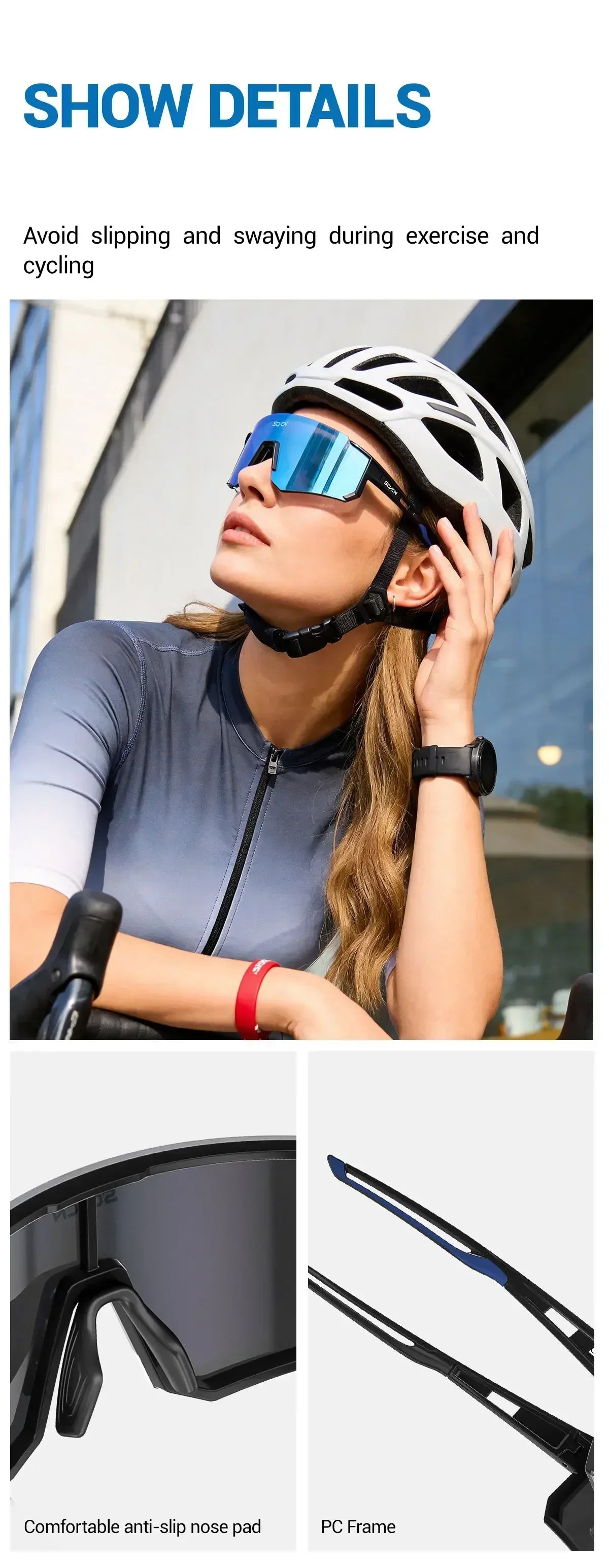 SCVCN Hot Outdoor Sport Cycling Sunglasses MTB Bike Cycling Hiking Eyewear Running Men Women Pickleball UV400 Windproof Goggle