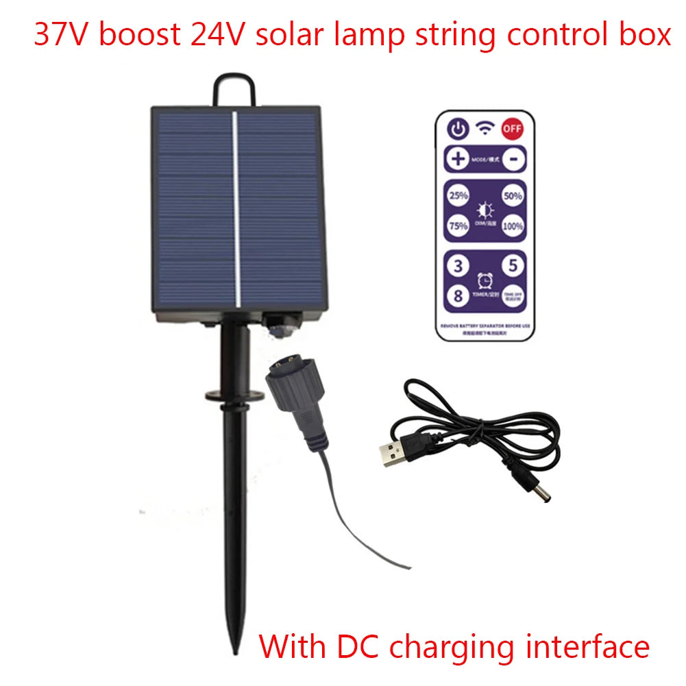 Solar Battery Box LED String Lamp Solar Panel Controller with Remote Garden Street Path Camping Light Decoration