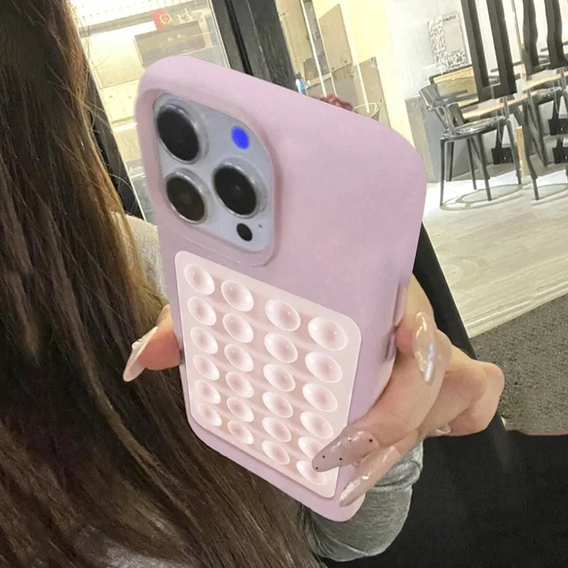iPhone 17 Pro Max Case with Suction Cup Stand Litchi Leather Tidesmit