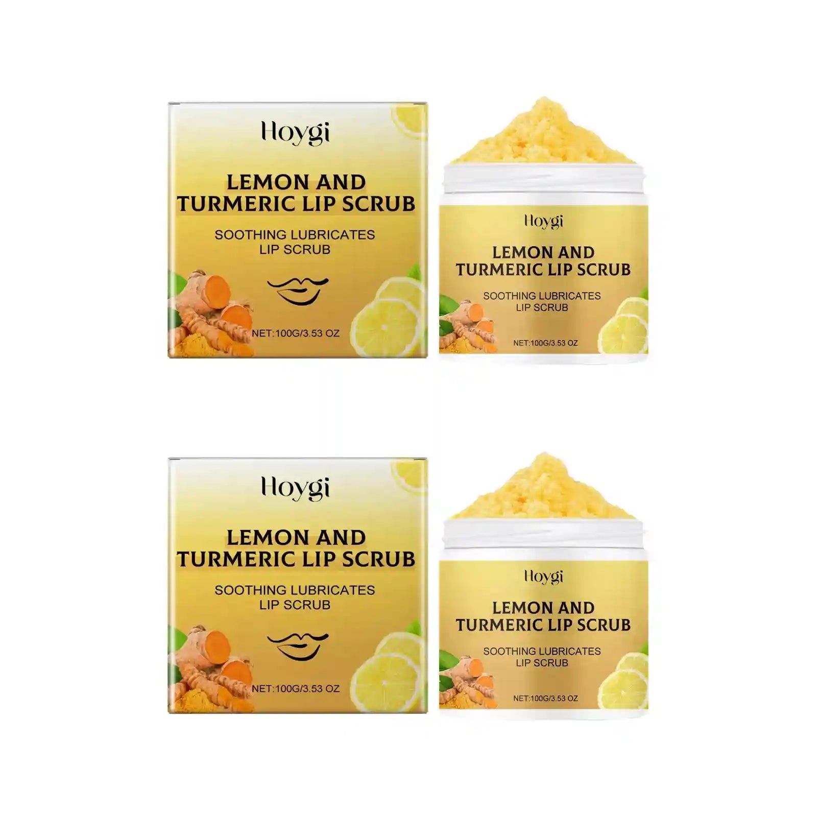 Turmeric Lemon Lip Scrub for Smoothing and Deep Hydration Lip Care 2Pcs Tidesmit