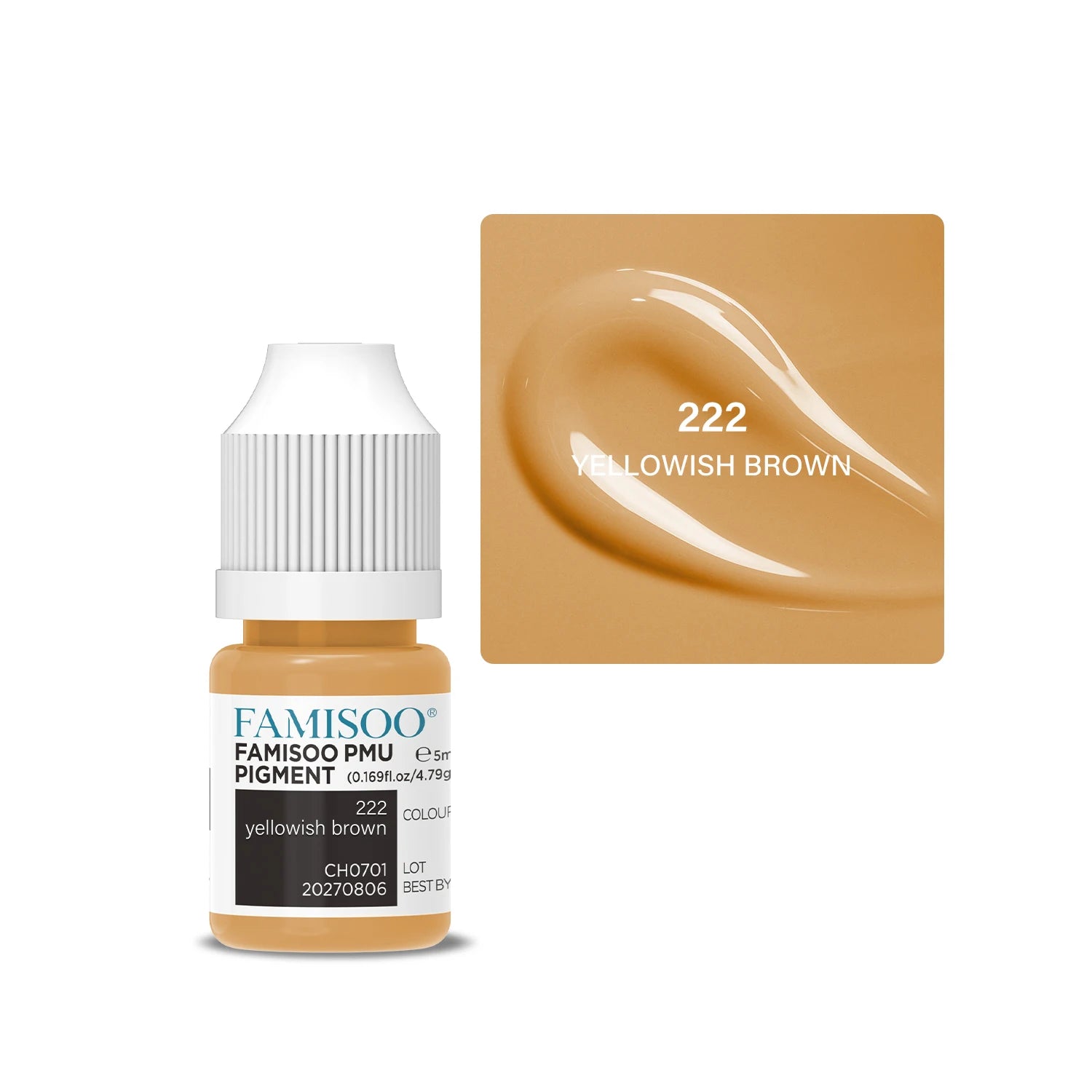 Eyebrow Tattoo Ink - Professional 5ml Microblading Pigment for PMU Machines Permanent Makeup Machines 222 Yellowish brown Tidesmit