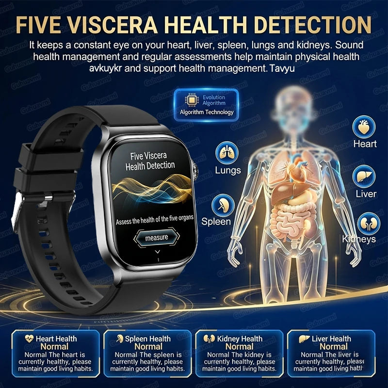 2026 New ECG Heart Health Analysis Smart Watch Accurate Uric Acid Blood Pressure Body Fat Five organ Fitness Health Smart Watch