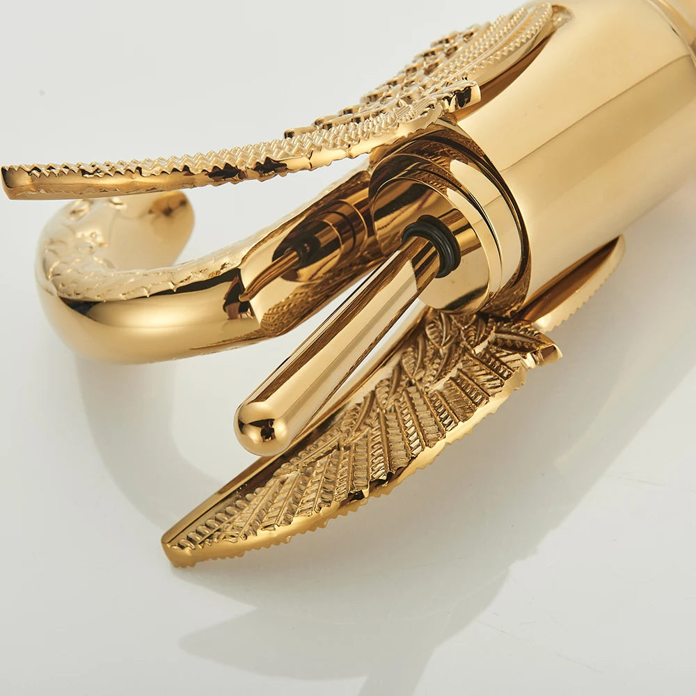 Gold Swan Bathroom Basin Faucet Deck Mounted Mixer Taps Hot and Cold Water Basinwash Sink Mixers Brass Tap