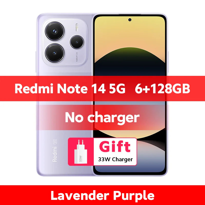 Xiaomi Redmi Note 14 5G Smartphone Global Version NFC 108MP 128GB/256GB ROM Camera MTK Dimensity 7025-Ultra 45W Turbo Charging