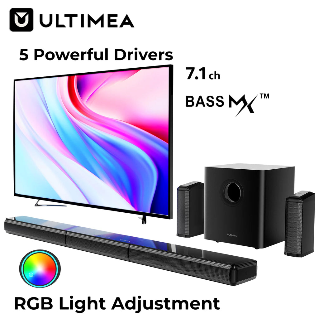 ULTIMEA 410W 7.1ch Soundbar with Wireless Subwoofer & 2 Surround Speakers, Surround Sound System Home Theater Bluetooth Speakers