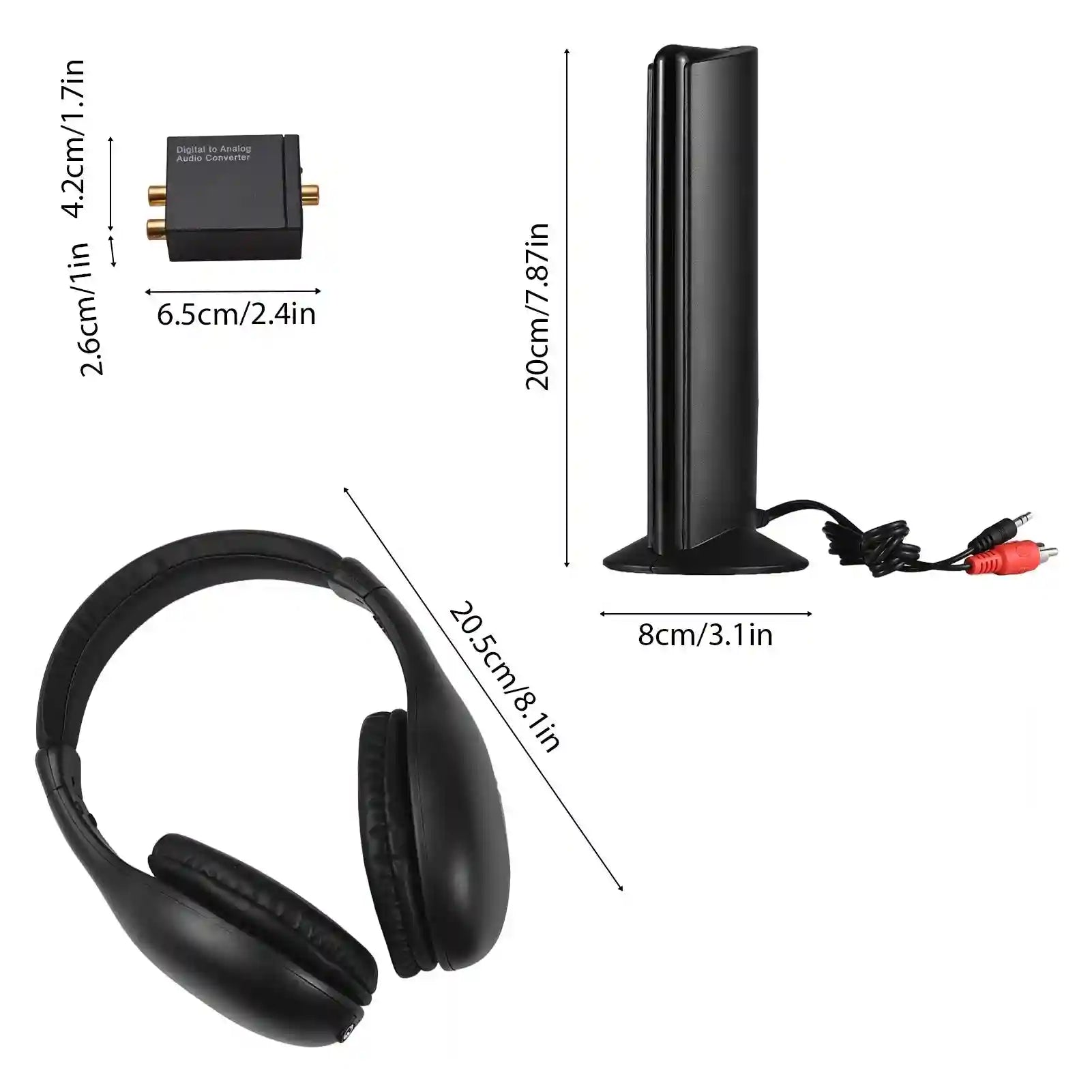 Wireless TV Headphones with Transmitter - 98ft Range, Low Latency Audio Tidesmit