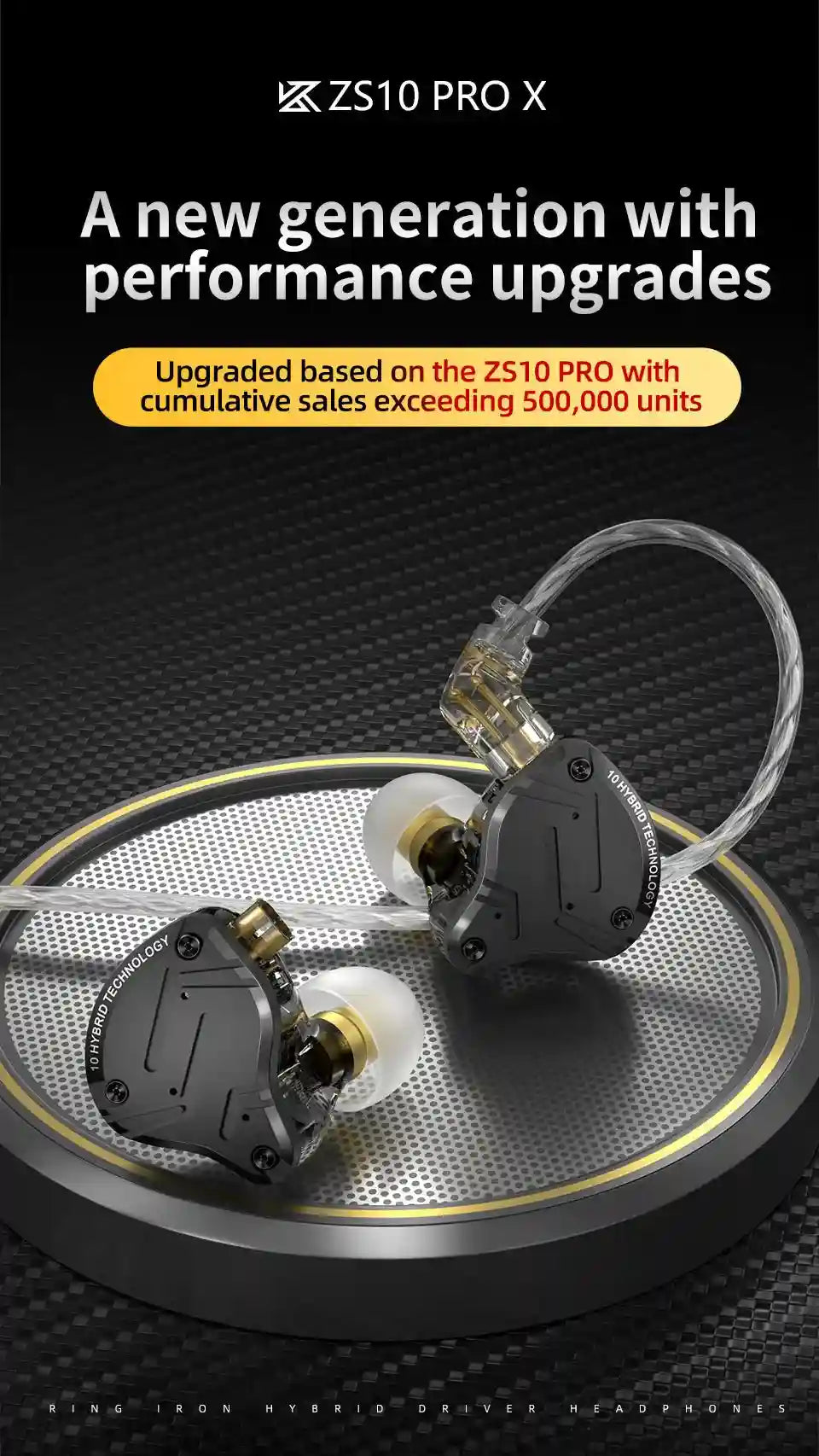 Wired In-Ear Monitors ZS10 Pro X - HiFi Studio Sound & Detachable Cable Tidesmit