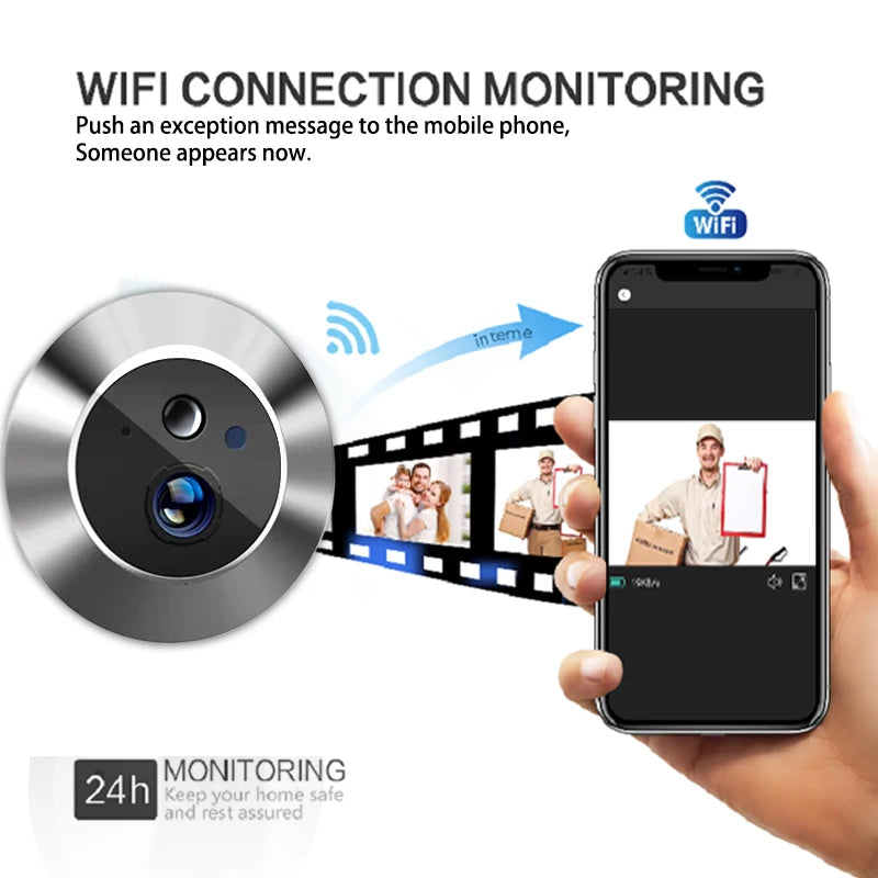 Tuya Smart 3MP WiFi Peephole Video Door Camera Security One-way Audio Night Vision 4.3' HD Video Door Camera
