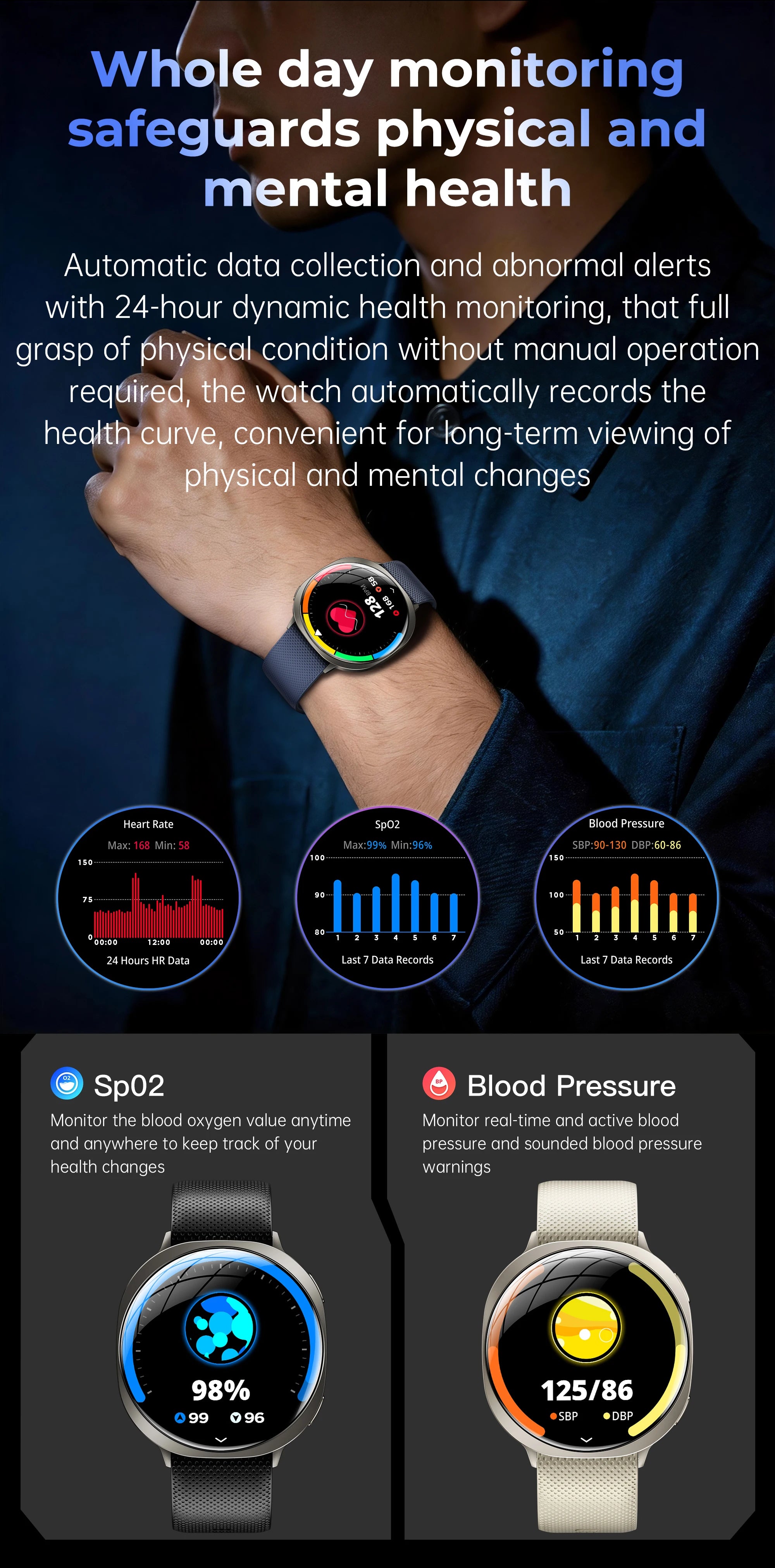 New  Round Curved Screen M301 Smart Watch Flashlight Health Tracking Fitness Sports Modes IP68 Waterproof Smartwatch Men Women