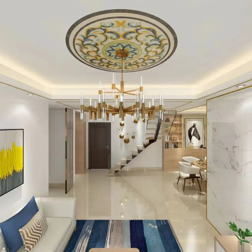 Ceiling light fixture decor wall sticker self-adhesive wallpaper light pool pvc round sticker ceiling decor mosaic