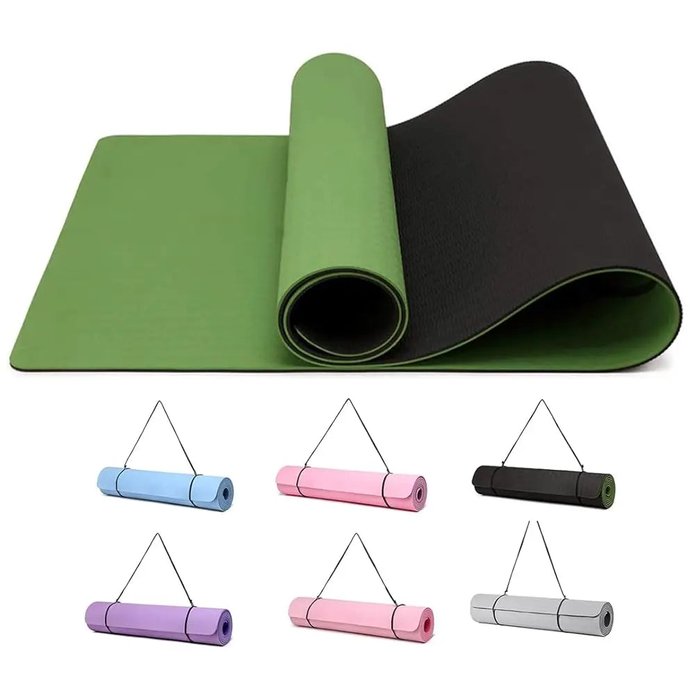 Good Nite TPE Yoga Mat - Non-Slip 183x61x0.6cm for Pilates, Fitness & Training, with Carry Strap