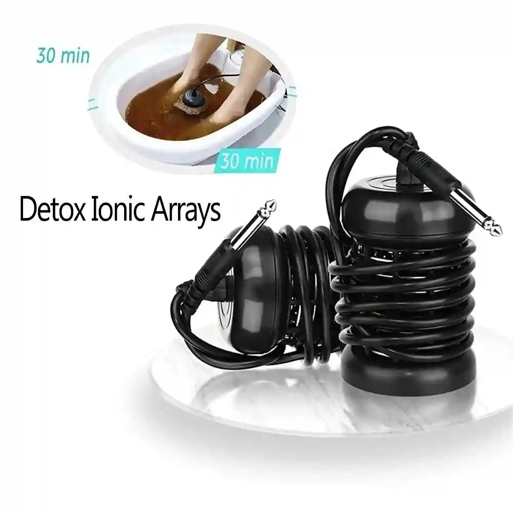 Stainless steel ionic detox foot bath arrays for hydrotherapy machines. Black coil cell for home water spa cleaning.