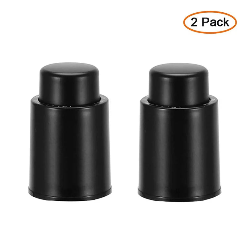 Two-pack black vacuum wine stopper caps, press-type wine bottle sealer