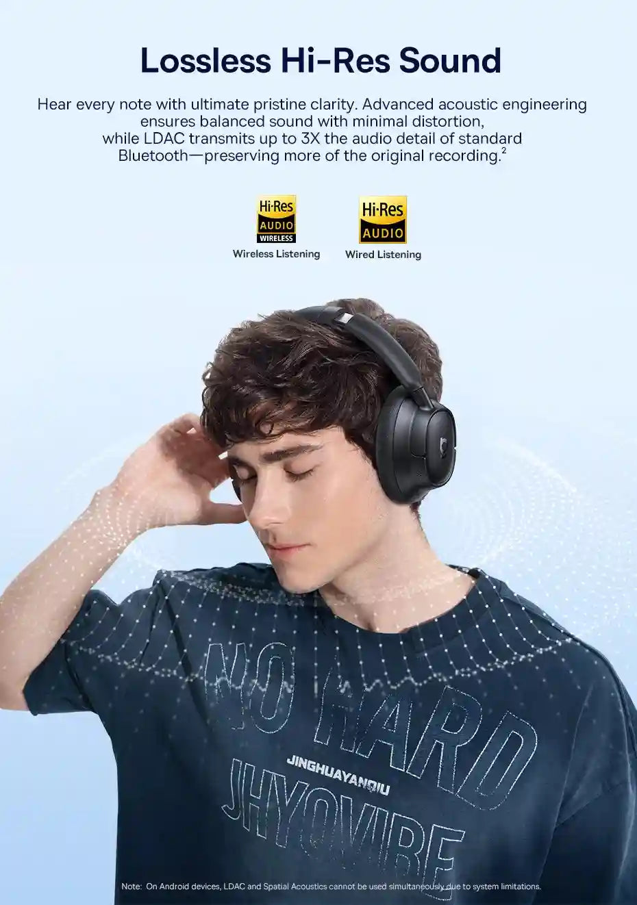 Wireless Headphones with Active Noise Cancellation & 120H Battery Tidesmit