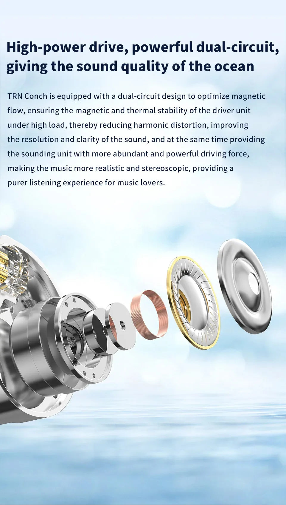 TRN Conch Earphone High-Performance DLC Diamond Diaphragm Dynamic in-Ear Monitors Music Monitors Tuning Wireless earbuds trn v80 Tidesmit