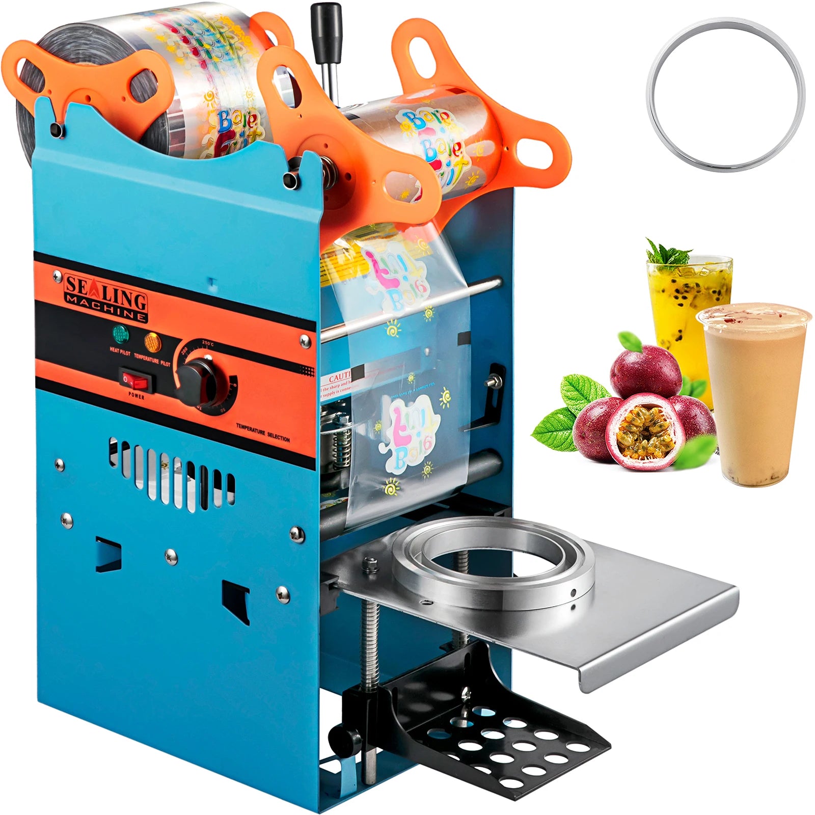 SucceBuy Manual Cup Sealer Machine 300-500 Cup/h with Heating Technology Boba Tea Cup Sealing Machine for 90/95mm Cup Diameter