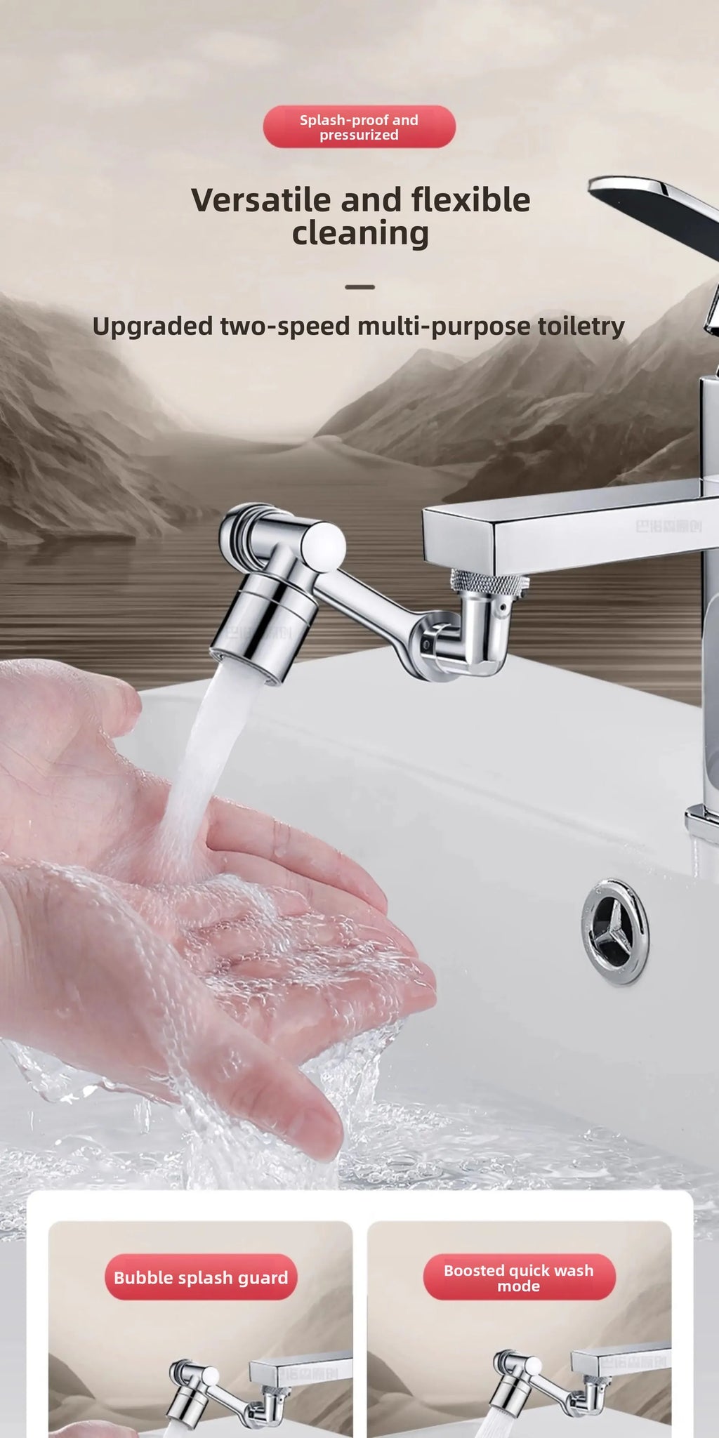 Robotic Arm Universal Faucet Extender Rotatable Nozzle Washbasin Multi-functional Universal Connector Splash-proof Artifact