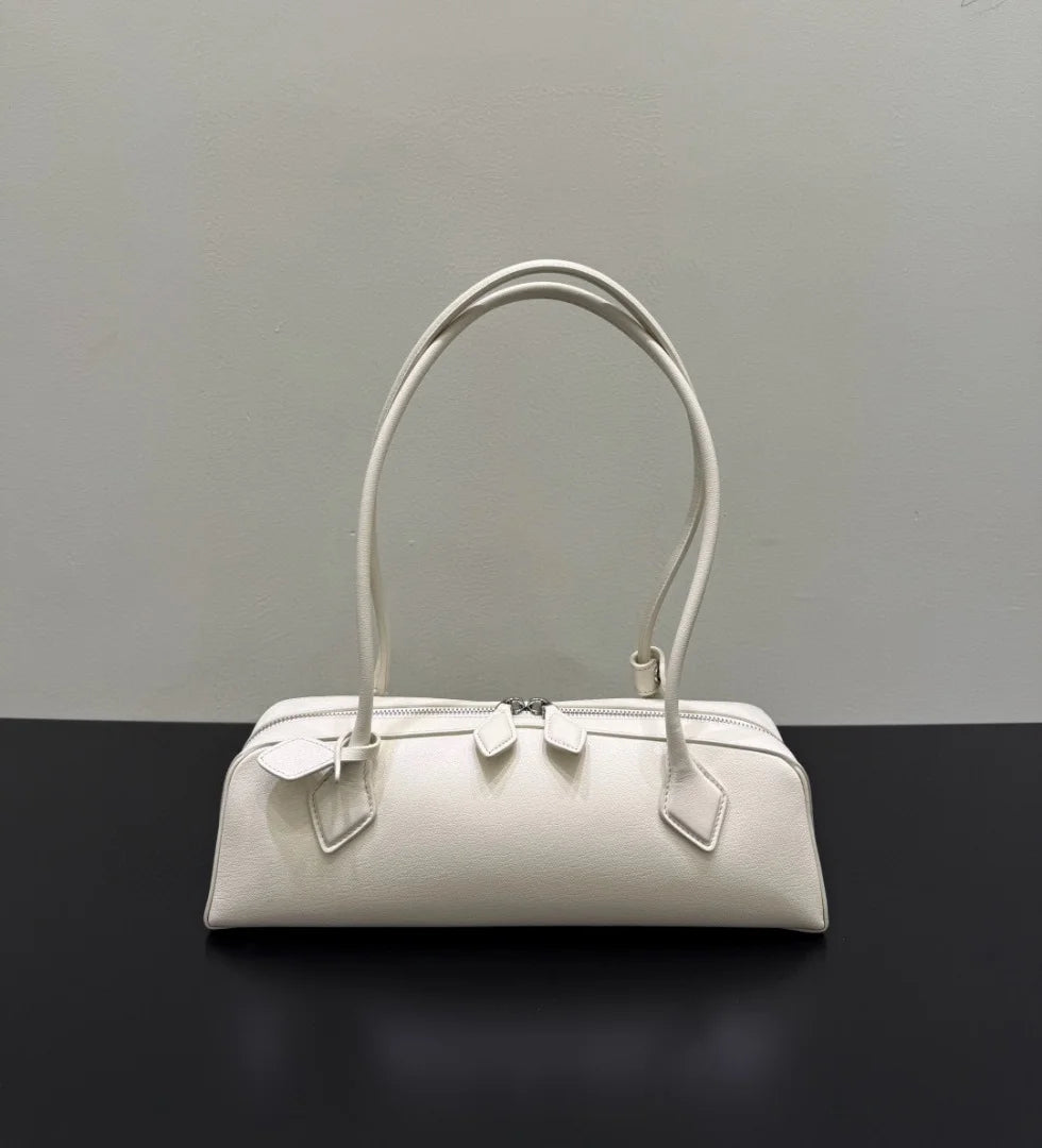 2026 high-quality genuine leather sausage bag, high-end customized high silk gloss leather handbag, women's shoulder bag