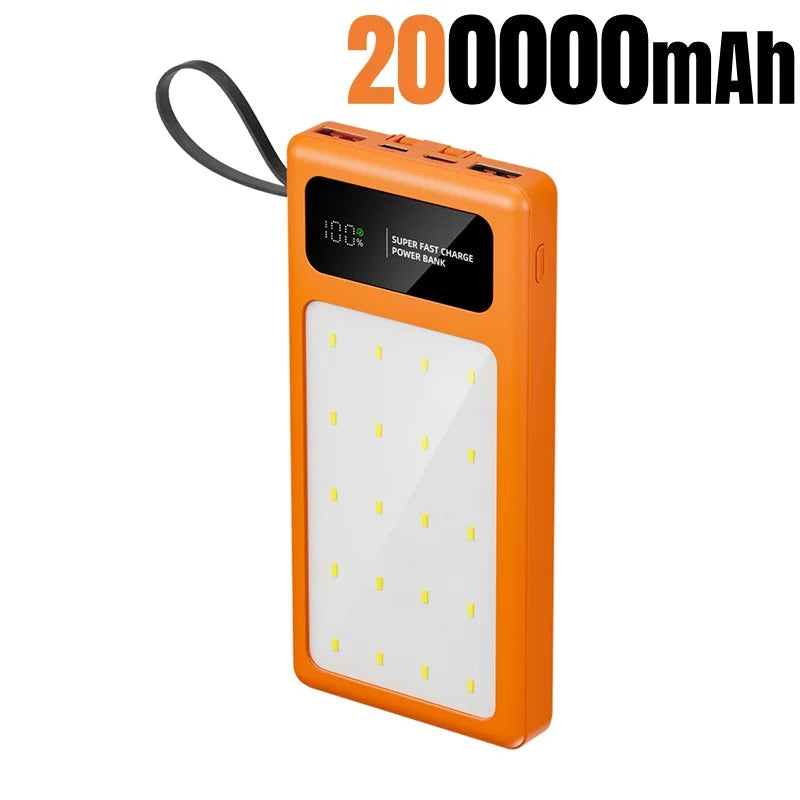 Portable Power Bank 200000mAh with LED Light by Tidesmit Orange 200000mAh Tidesmit