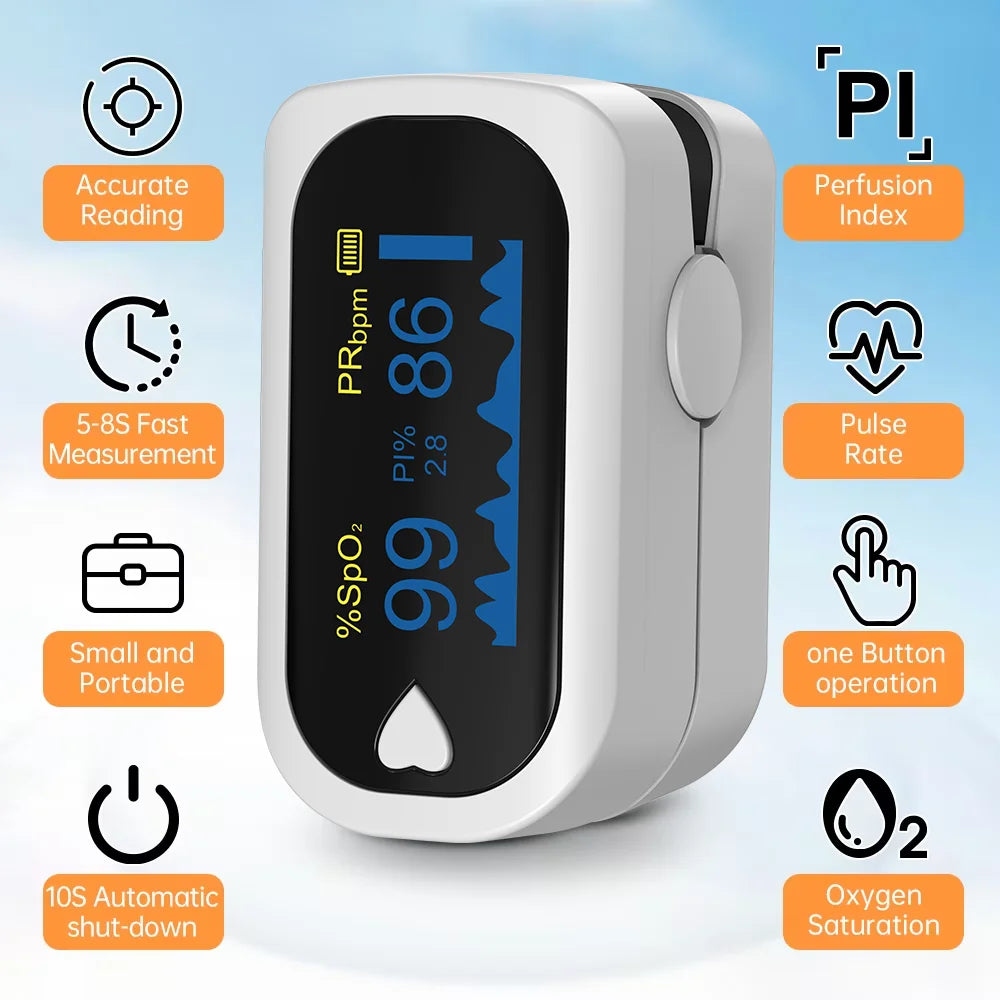 OLED Display Fingertip Oximeter Portable Pulse SpO2 Tester Pediatric Infant Heart Rate Blood Oxygen Saturation Health Monitor