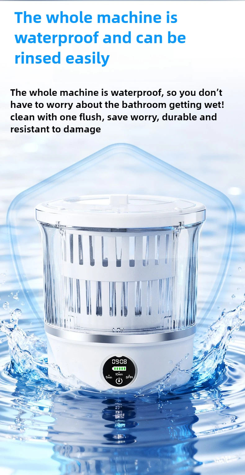 Tidesmit 3L portable mini washing machine for socks and underwear with spin drying feature side angle view