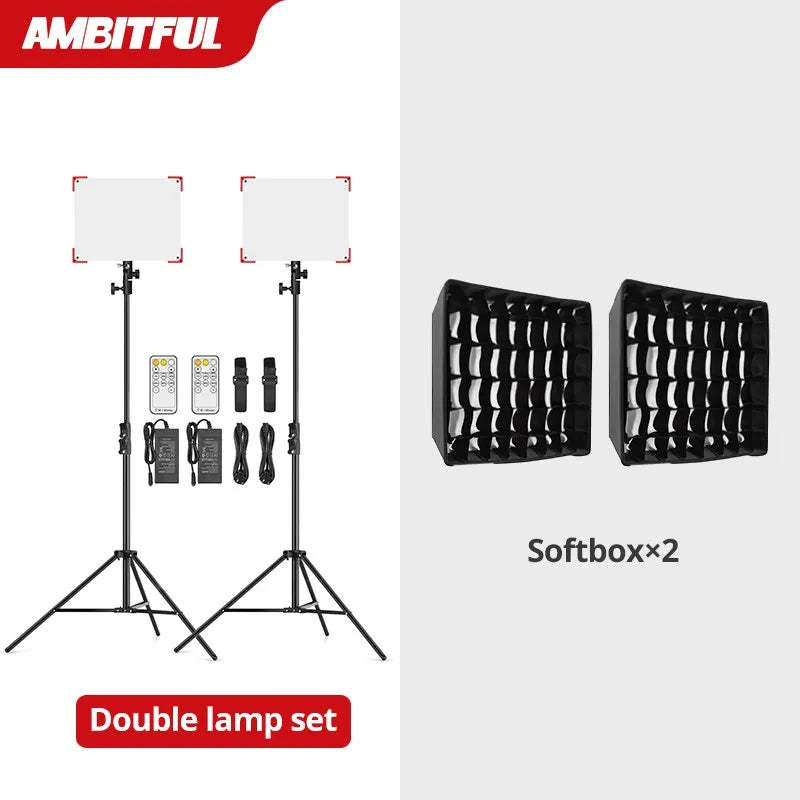 60W LED Video Light Panel | Adjustable Color Temperature Studio Kit Kit 8 Tidesmit