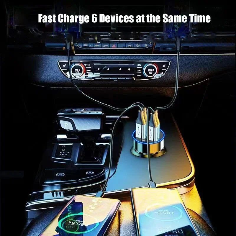 6-in-1 USB C Car Charger with Voltage Display & Fast Adapter Tidesmit