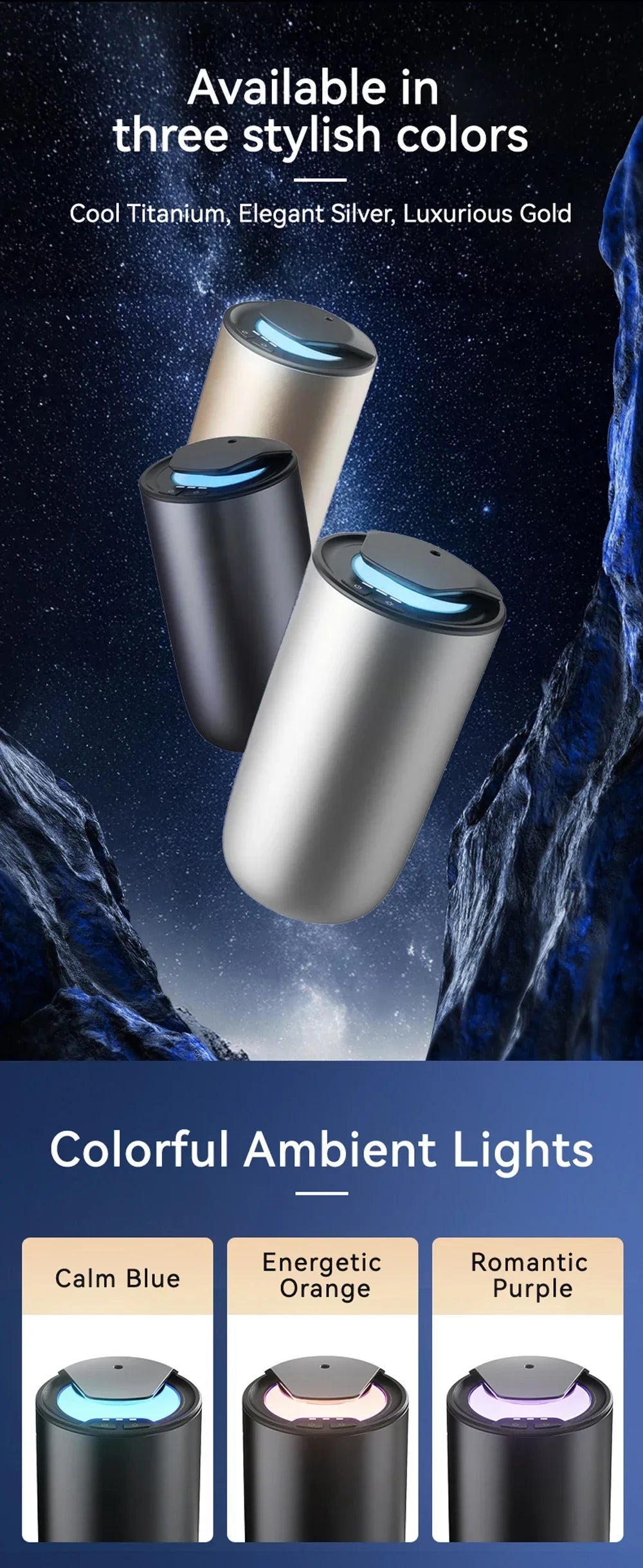Portable Car Fragrance Diffuser Wireless Aroma Oil Diffuser USB Charge Essential Oil Diffuser 2000MAH Waterless Machine Travel