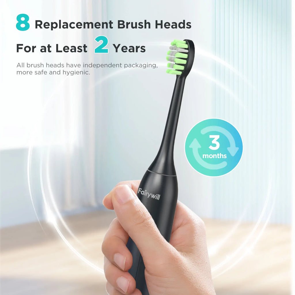 Fairywill Electric Sonic Toothbrush FW-Y05 USB Charge Rechargeable Adult Waterproof Electronic Tooth Brushes Replacement Heads