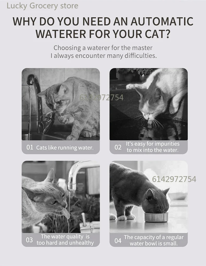 3L USB Pet Water Fountain with Pump & Filter Anti-Dry Burning Cat Water Dispenser Auto Recirculating Pet Water Flow Drinker