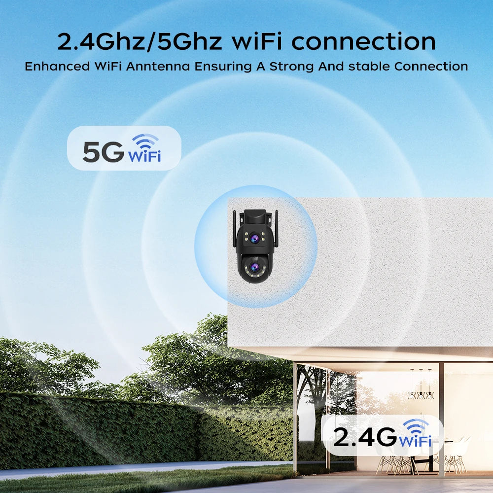 Jooah 4K 8MP Outdoor Surveillance Camera Dual Lens 5G Wifi IP Camera HD Full Color Night Vision CCTV Video Home Security Cameras