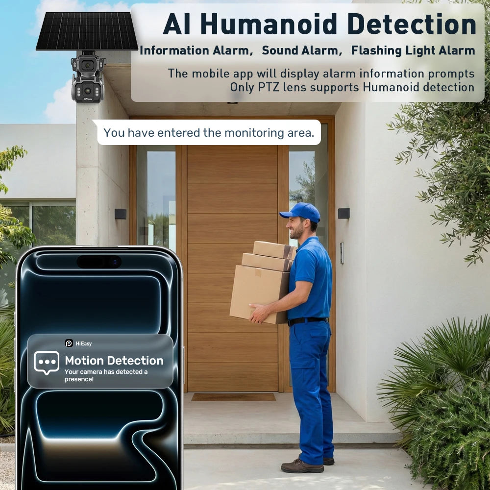 LS VISION AOV AI Tracking Outdoor Surveillance Camera 12X Optical Zoom Cctv Camera 4G Cloud SIM Dual Screen  24/7 Video Record