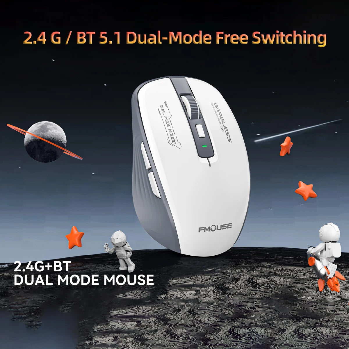 Bluetooth 5.1 and 2.4G USB Wireless Mouse Silent Adjustable 2400DPI Dual Mode Wireless Mouse for iPad for Computer Laptop Tablet