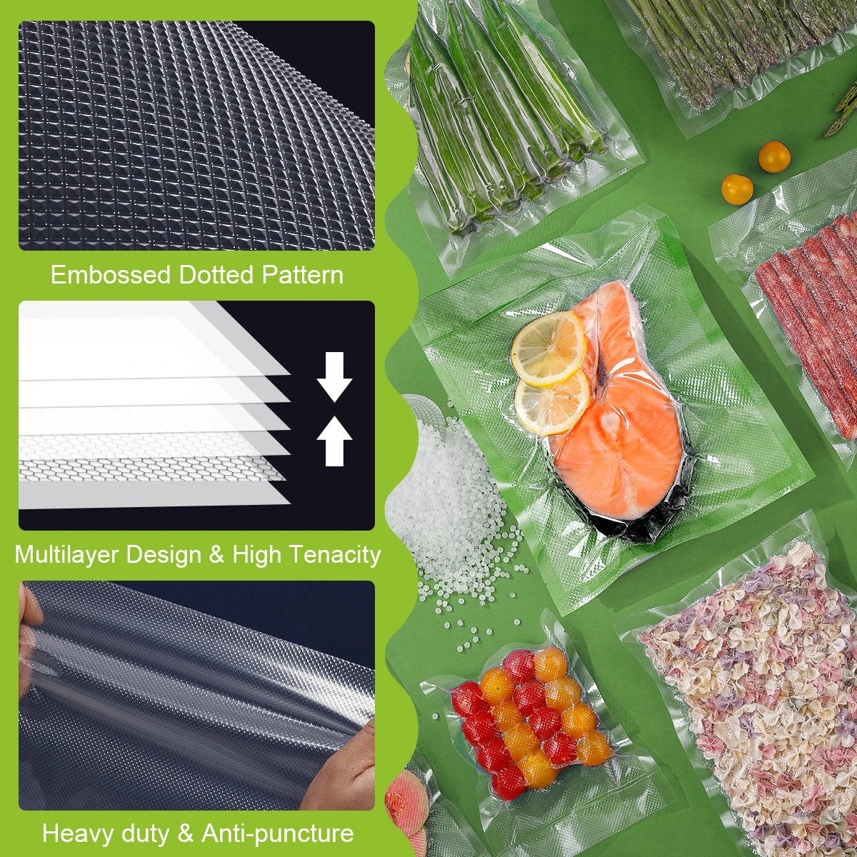 Vacuum Sealed Food Storage Bag Sealer, for Vacuum Preservation Machine, Food Packaging, Freshness Preservation for Kitchen