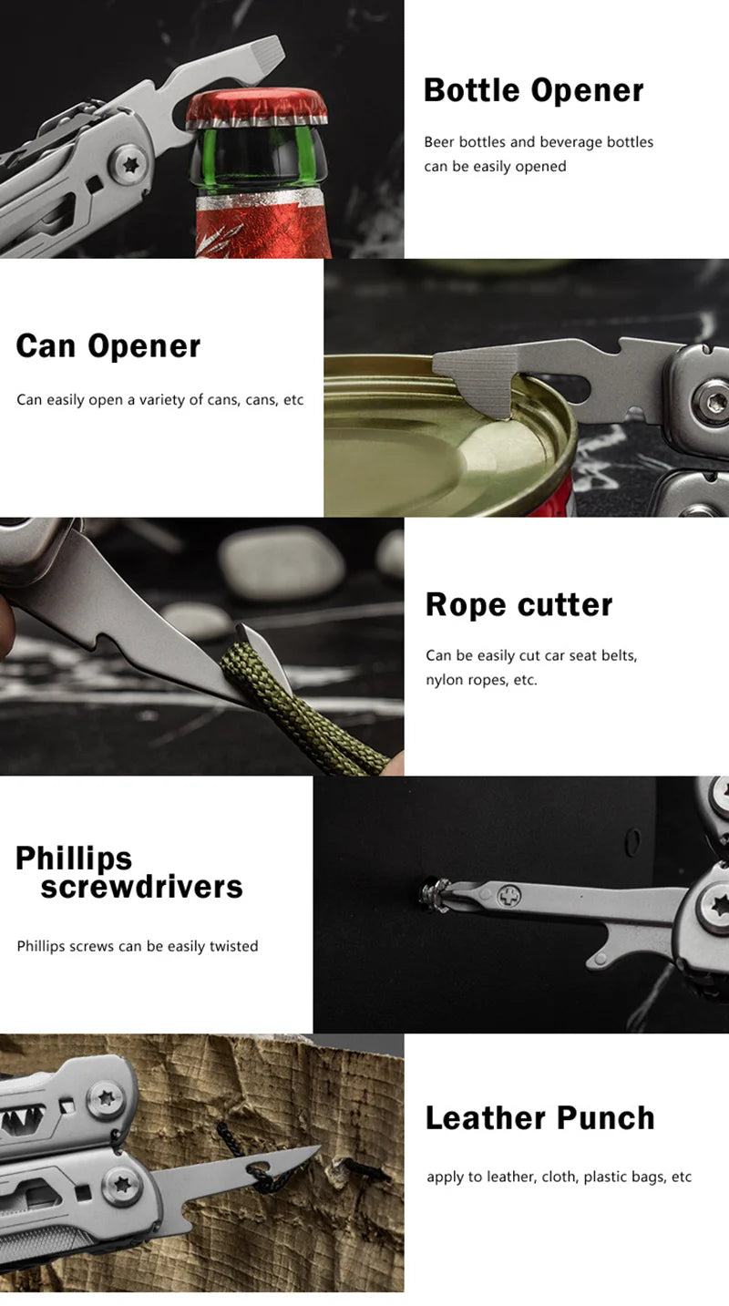 17 In 1 Mini Foldable Plier Multi Tool Folding EDC Multitool Screwdriver Pliers File Ruler Outdoor Hand Tool Sets