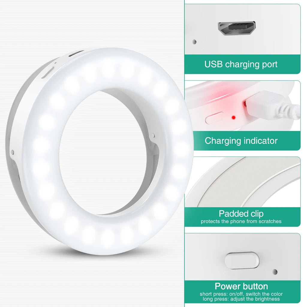 Selfie Ring Light Rechargeable LED for Phone & Laptop | Tidesmit Tidesmit
