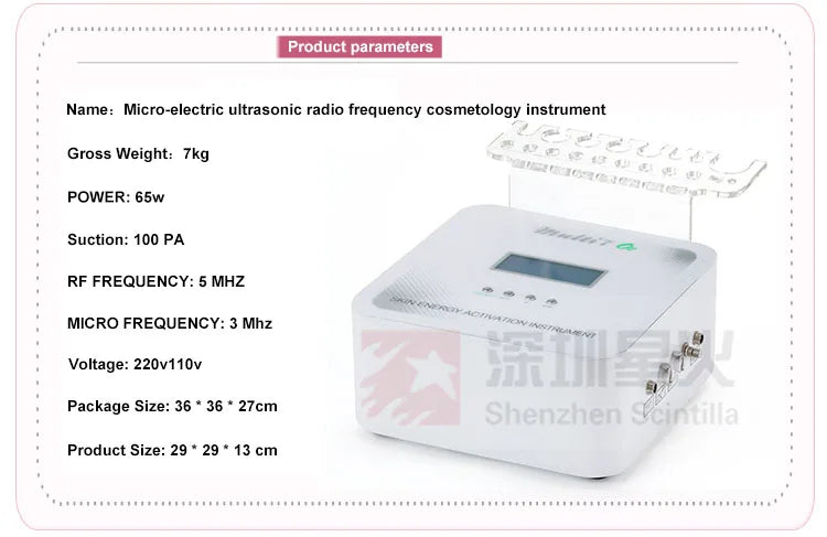 White 7-in-1 multifunctional hydro ultrasonic RF facial machine with display for professional skin management.