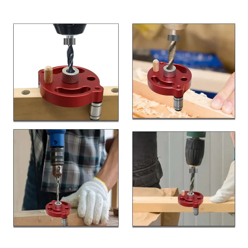 Aluminum Wood Drill Guide Locator Vertical Drilling Positioner Dowel Hole Jig Woodworking DIY Drilling Tool