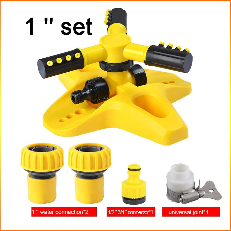 ZK 360° Hydraulic Rotating Lawn Sprinkler Adjustable Dual Spray Connectable Garden Irrigation Sprinkler with Quick Hose Fittings