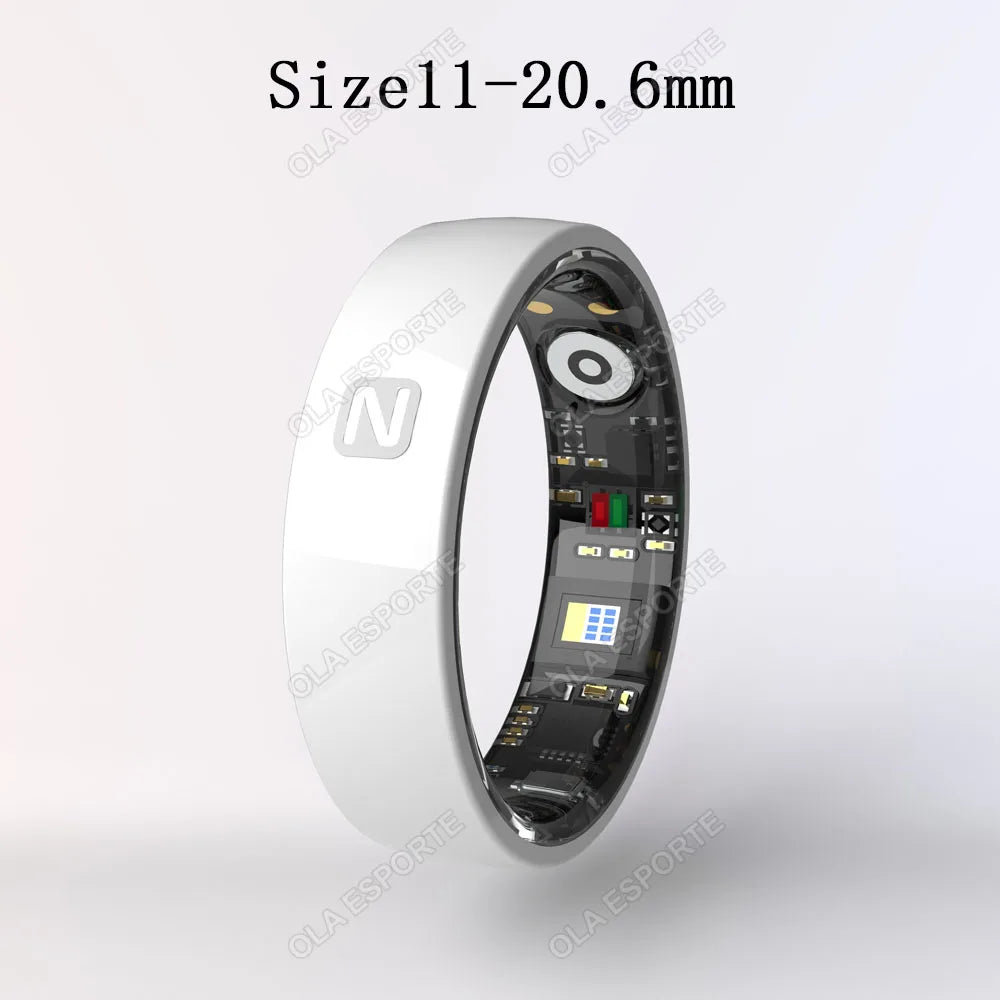 Smart Health Ring - Waterproof Fitness Tracker with Biometric Sensor White 11 Tidesmit