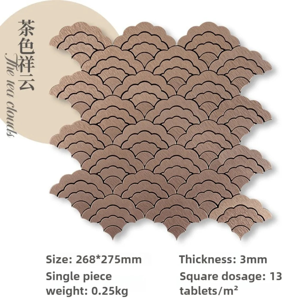 268x275mm Self-Adhesive Aluminum-Plastic Mosaic Wall Sticker Auspicious Cloud for Living Room Kitchen Bathroom DIY Waterproof