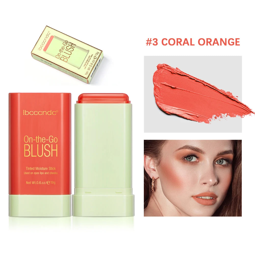 Tidesmit orange blush cream texture close-up moisturizing waterproof tinted moisture stick for face makeup