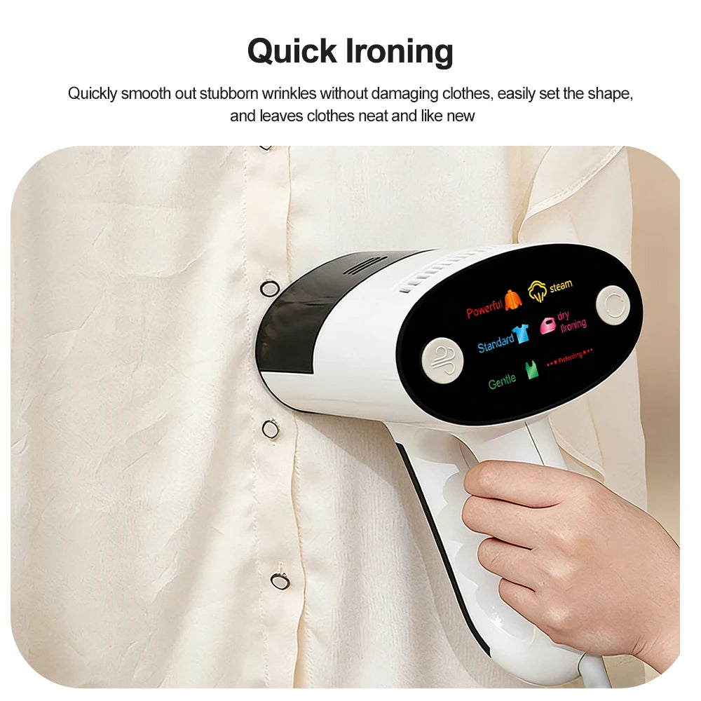 Tidesmit handheld steam iron with intelligent handle sensor and strong suction for garment steaming, side view 9