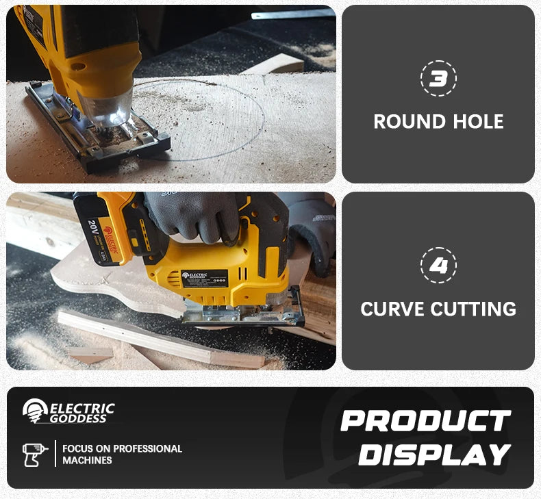 Cordless Jigsaw 3500RPM Electric Saw 45 Degree Cutting Angle Jigsaw Woodworking Tools For Dewalt 20V Battery Pin