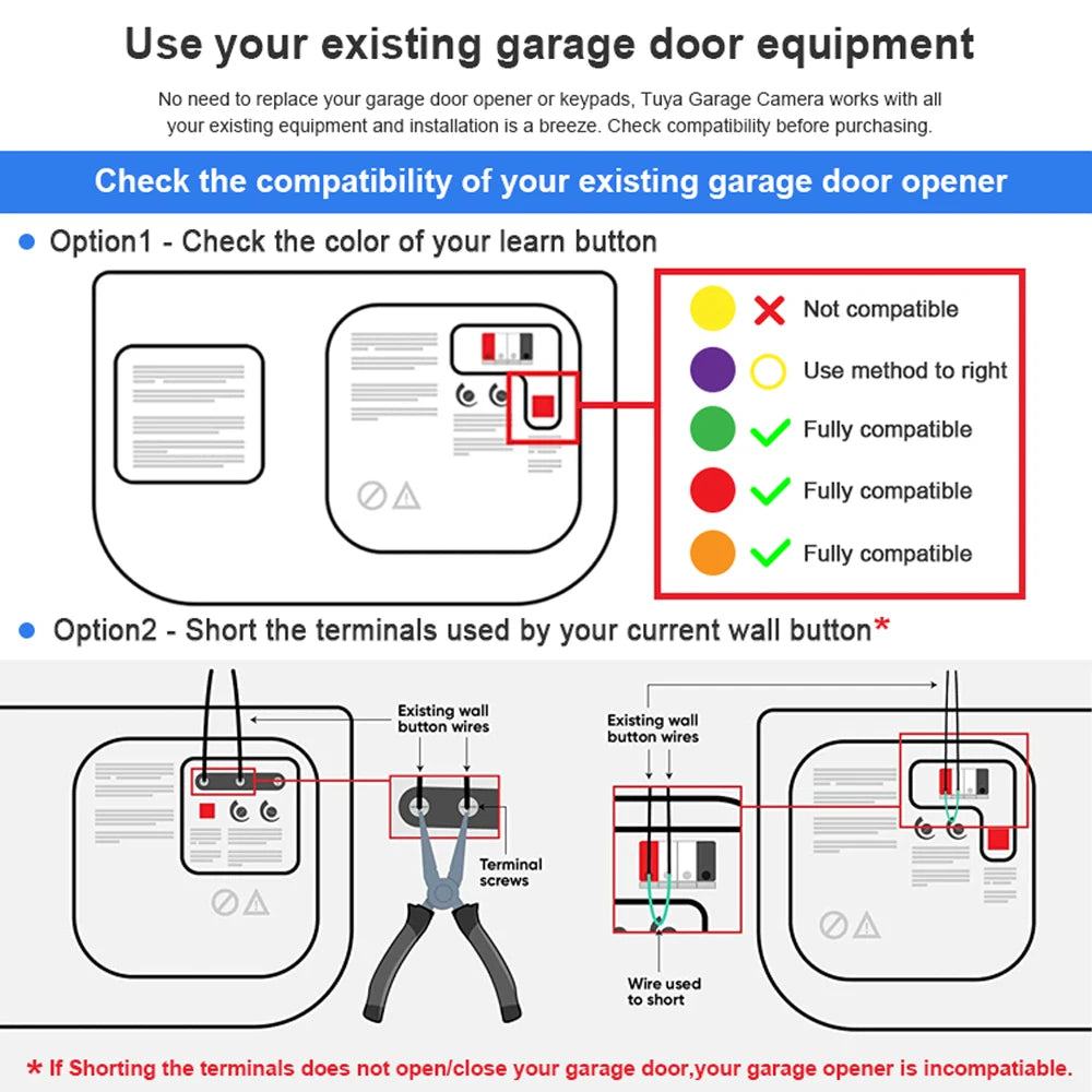 Tuya SmartLife WiFi Garage Door Opener with 3MP Camera Remote Control Two Way Audio Night Vision Recording Alexa Google Support