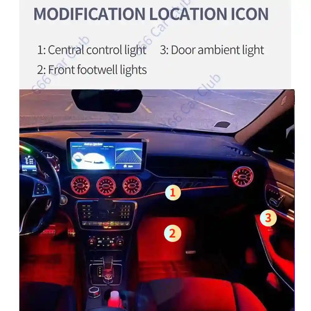 Mercedes-Benz Ambient LED Turbine Vents, 12-Color Interior Lighting Kit Tidesmit